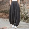 Johnature Женские винтажные широкие брюки Ramie, однотонные брюки с эластичной резинкой на талии, весенние лоскутные свободные женские брюки