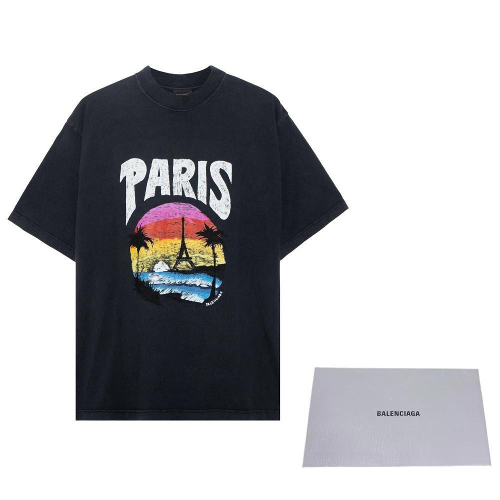 Balenciaga Paris Tropical T-shirt Medium Fit 'Black' Men's 764235TPVL91569