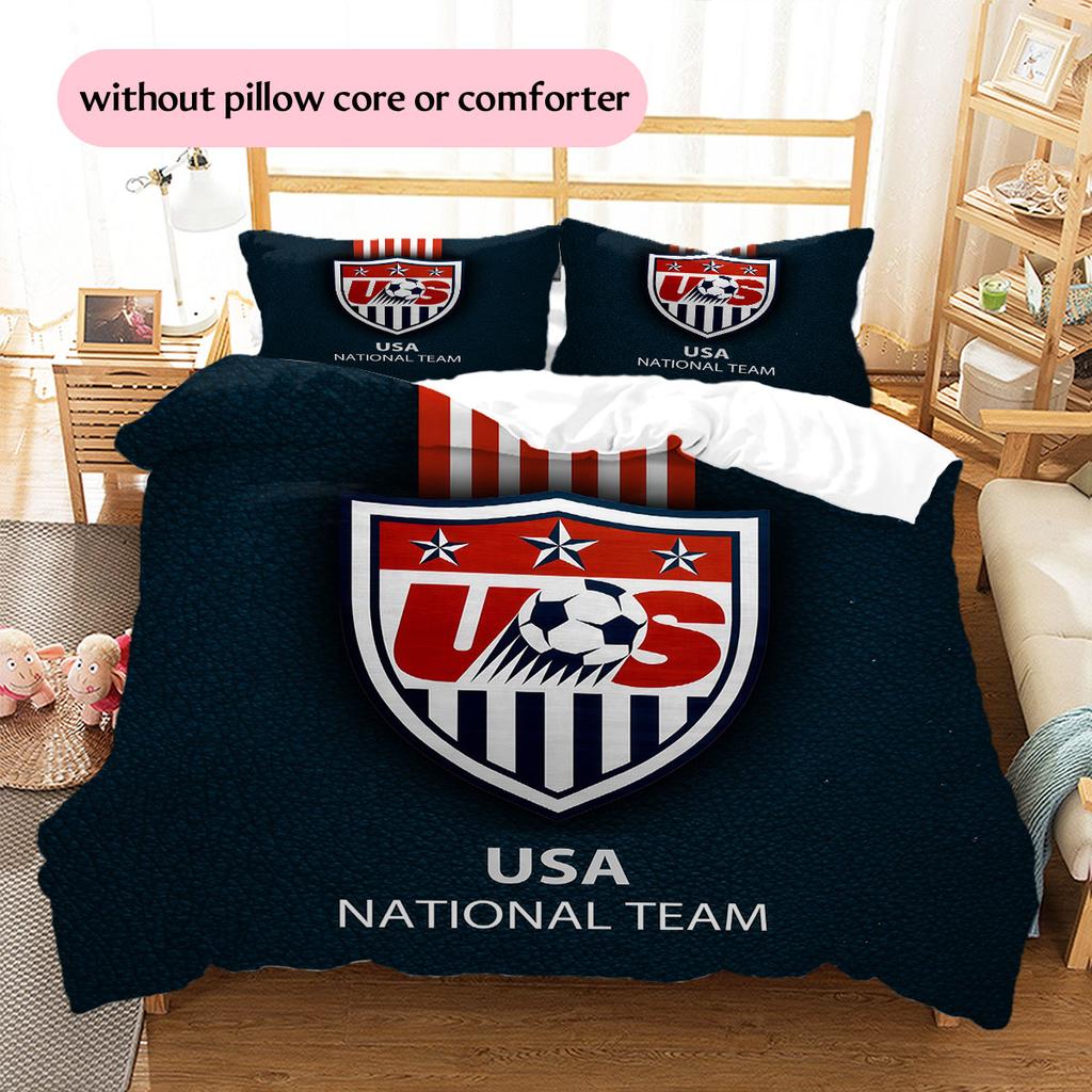 USA national football logo Pattern Bedding Home Decoration Birthday Gift (1 * duvet cover + 2 * pillowcase, without core),fan merchandise.