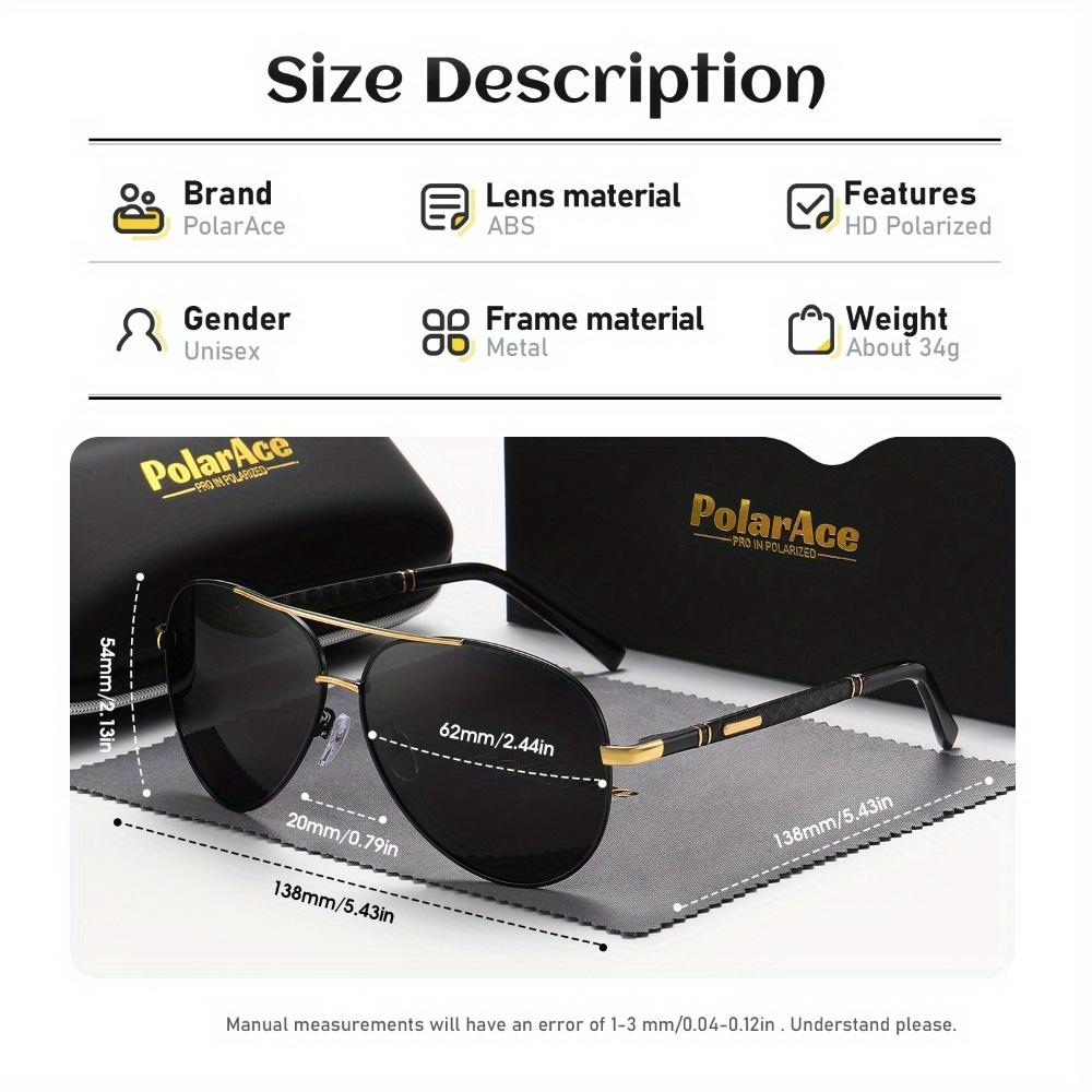 PolarAce Unisex Metal Polarized Outdoor Driving Glasses Spring Leg Sunglasses, UV400