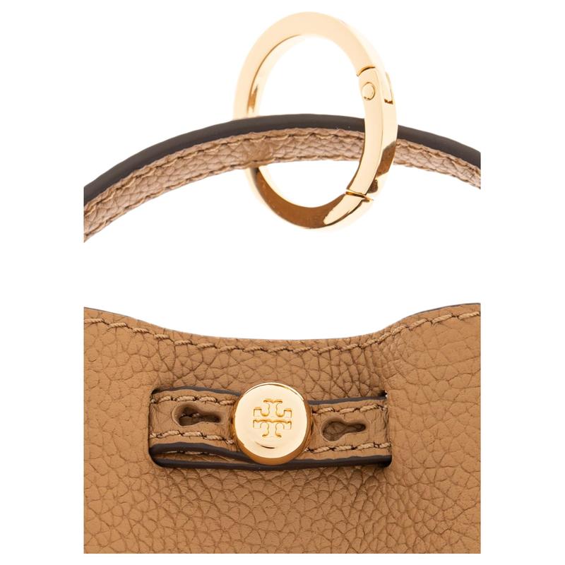 TORY BURCH Romy metal hardware bucket bag charm leather bag peripheral women's brown 184996-227-brown