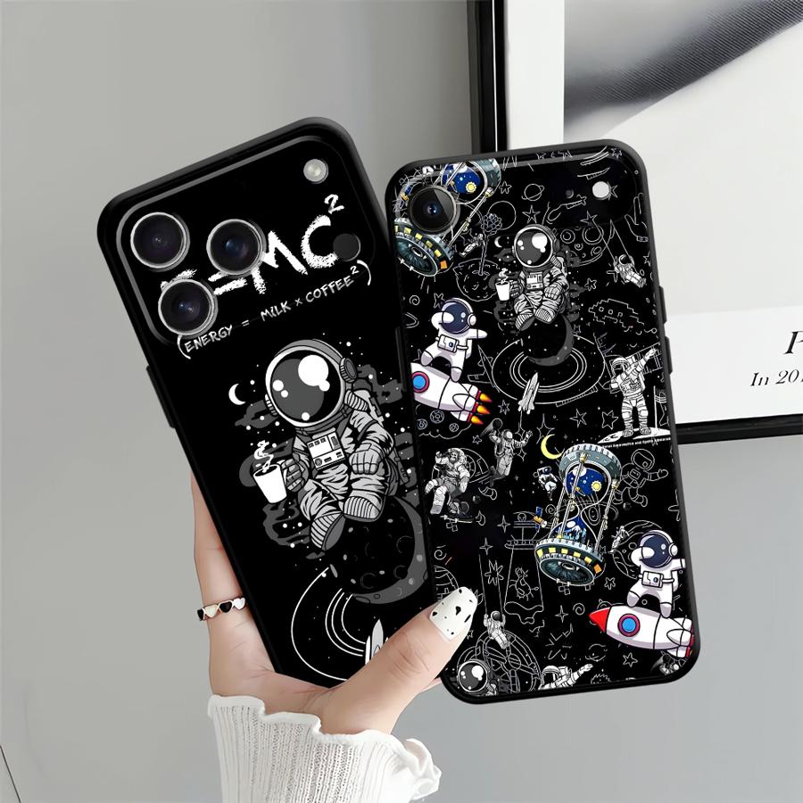 Чехол для Apple iPhone 17 Pro Max 11 XR XS MAX 12 14 16 15 Pro 7 8 Air 13 Funda Чехол для телефона Мультяшный Астронавт