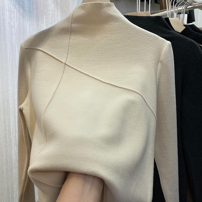 Бархатная рубашка с высоким воротом и длинными рукавами для девочек