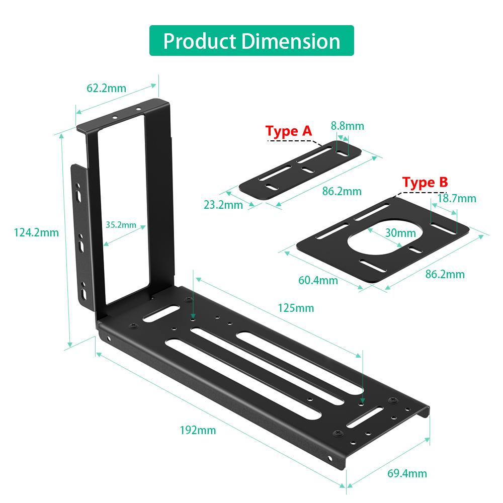 Vertical GPU Mount Bracket 2Slots Graphics Card Holder with Hardware eGPU Dock External GPU Docking Station Black with Screw Kit