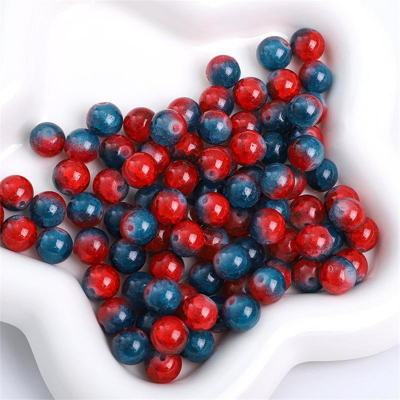 Комплект браслетов из бисера Summer Jelly Gold Glitter: Двойные стеклянные круглые бусины и полусахарные пузырчатые бусины