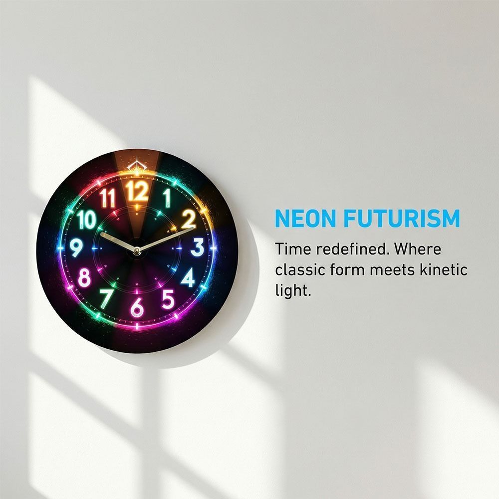 Silent Wall Clock 2D Flat Electronic Color Clock Retro Wooden Alarm Clock  Home and Office Dcor