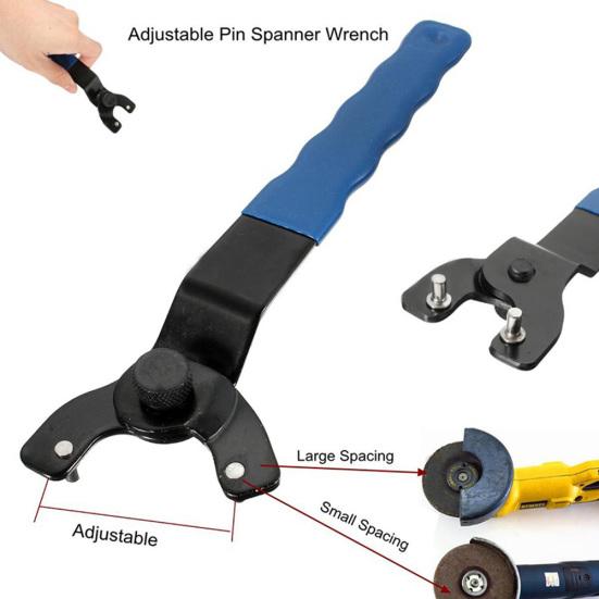 Adjustable Pin Spanner Wrench Angle Grinder Hubs Arbors Tool Steel Durable