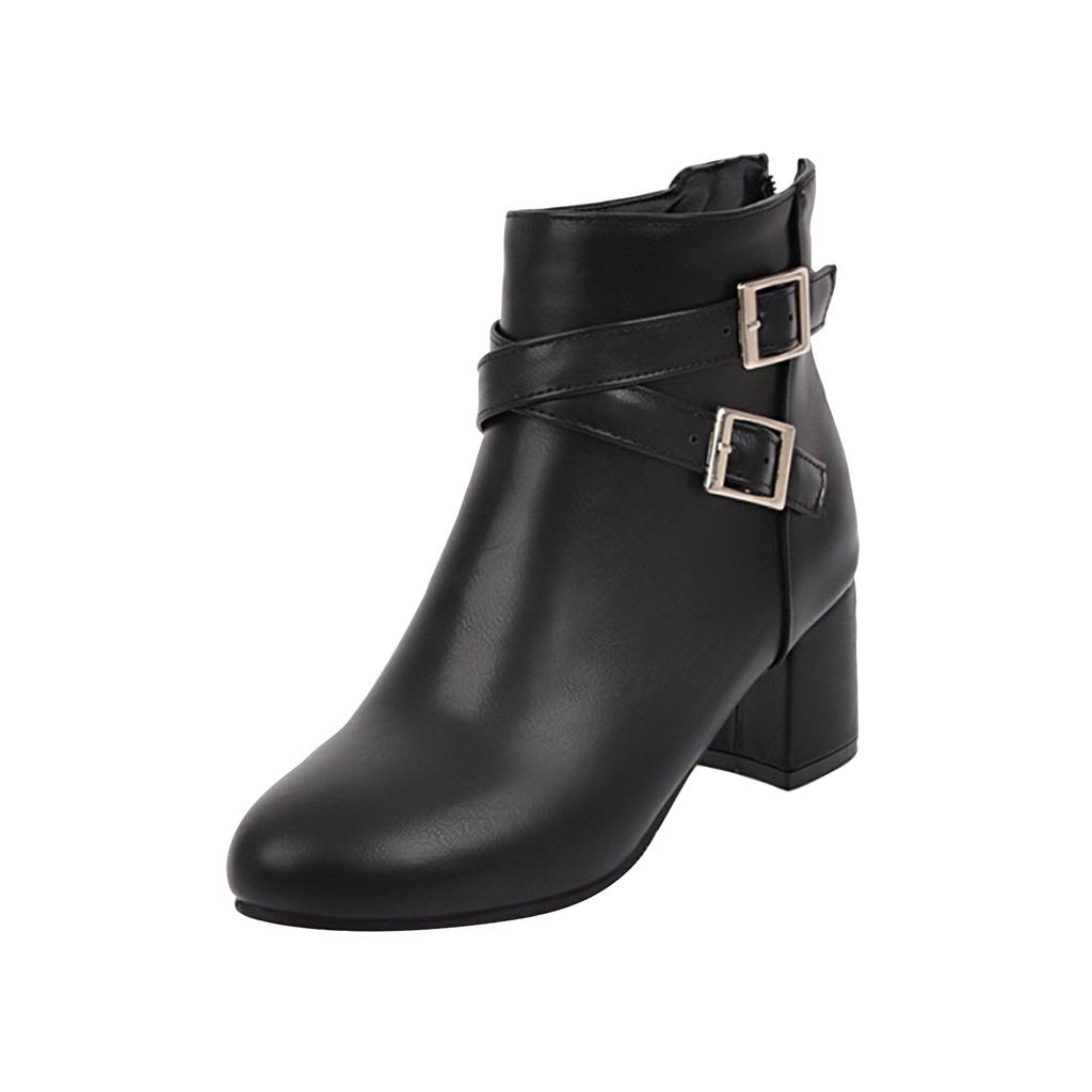 Женские сапоги на толстом каблуке с острым носком Короткие сапоги Ботинки Женские сапоги