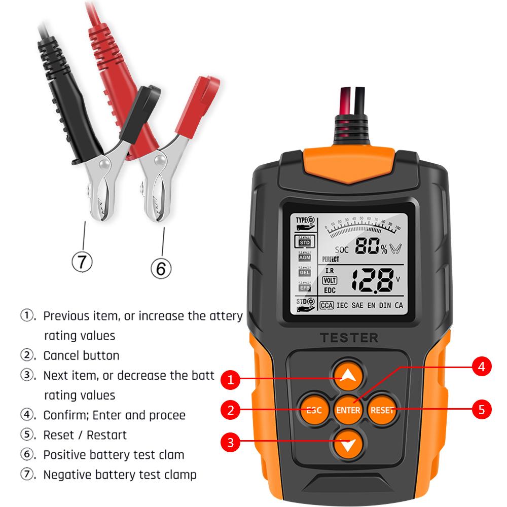 12V 24V Auto Diagnostic Tools Battery Analyzer Car Battery Tester Digital Cranking Charging Tool For Wet/GEL/Lead-acid Battery