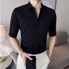 Men's Shirt Three-quarter Sleeve Korean Thin Business Hairstylist Casual Formal Wear Striped Short-sleeved Slim Half-sleeved