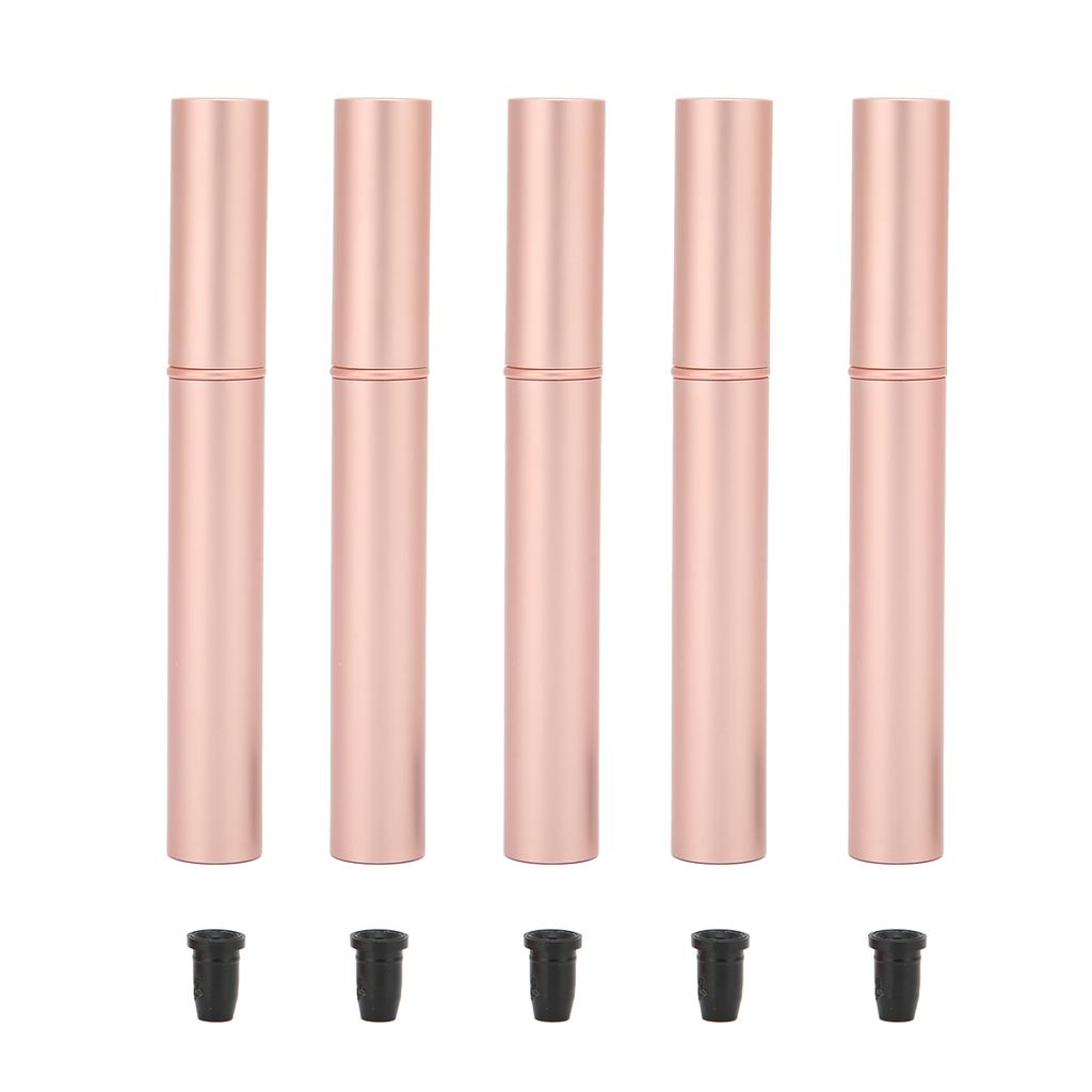 5PCS Empty Mascara Tube Rose Gold Metal Shell Soft Brush Portable Eyelash Container for Make Up