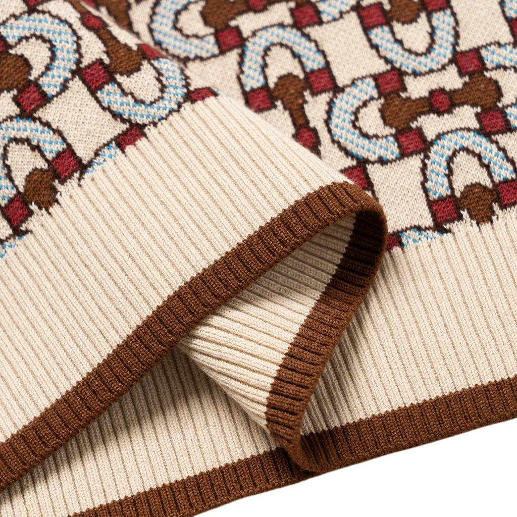 Gucci Жаккардовая рубашка-поло с длинным рукавом и пряжкой-лошадь 753432-XKDFO-9134