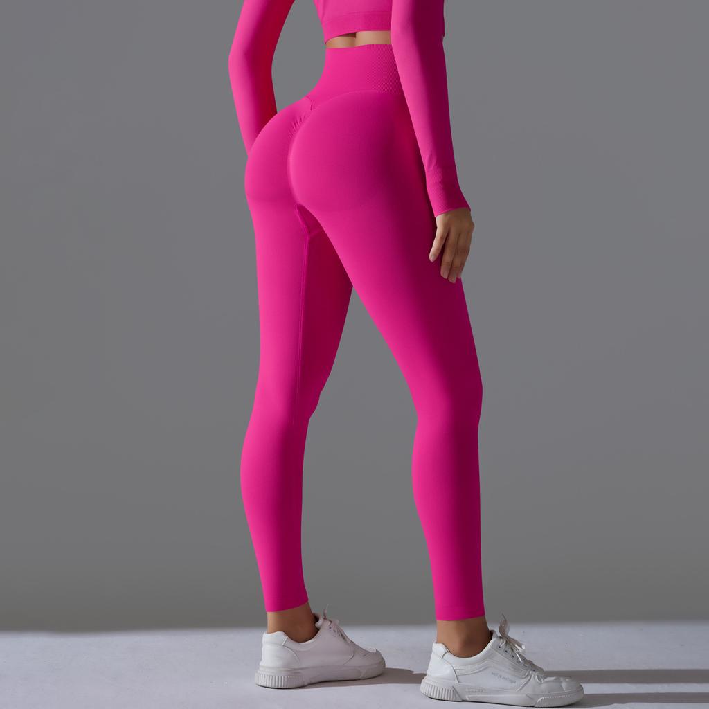 Бесшовные однотонные персиковые спортивные брюки, облегающая одежда для бега, фитнеса, йоги, брюки для йоги с высокой посадкой и эффектом лифтинга бедер для женщин