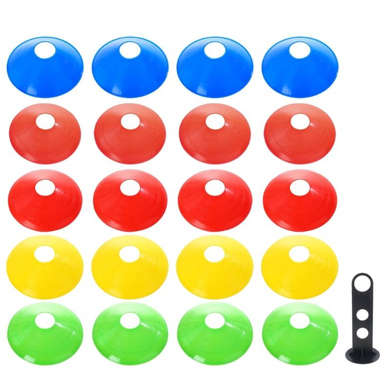 20Pcs Soccer Disc Cones Training Sports Cones Agility Soccer Cones with Plastic Bracket for Sports Field Cones Marker