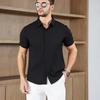Мужская рубашка с коротким рукавом, однотонная, в стиле business casual, для летней моды, не требует глажки, удобный и универсальный топ