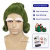 Cosplay Outfit Wigs Synthetic Hair Short Curly Green Wig with White Eyebrows for Men Chocolate Factory Costume Halloween Party
