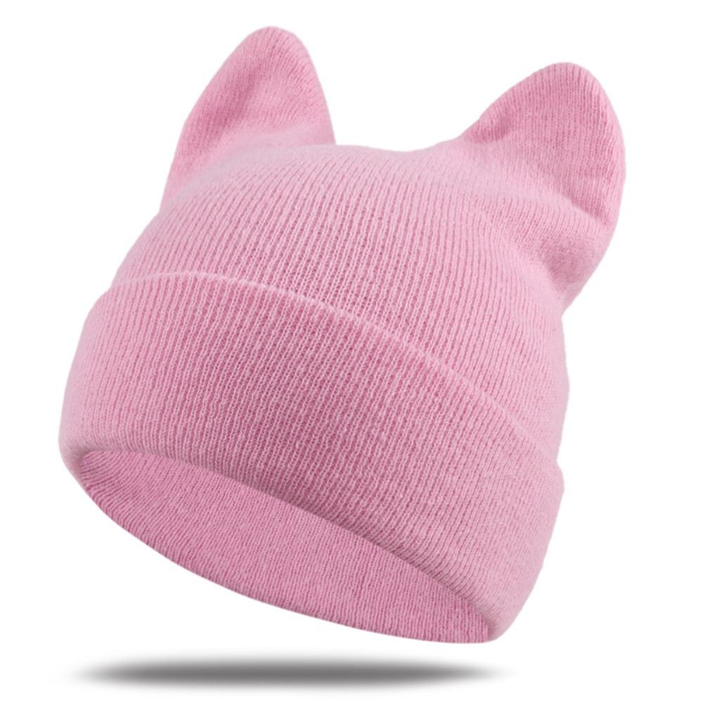 Cute Cat Ears Beanie Hats Y2K Pullover Hat Kawaii Knitted Hat Girls