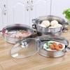 Stainless Steel Vegetable Steamer Pan Set Transparent Double Boilers Steaming Cookware  Dumpling
