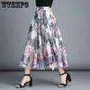 Summer Chiffon Skirt Long Plus Size Skirt Bohemian Floral Big Swing Female Beach Skirt Long Skirt Women's A-line Skirt