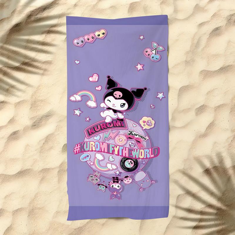 Cute Cartoon Kitten Printed Microfiber Beach Towel Quick Dry Soft Bath Towel For Kids Seaside Swimming