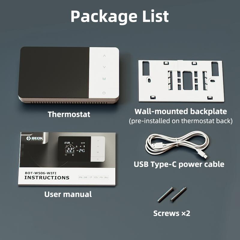 Smart Tuya WiFi Thermostat for Gas Boiler Heating /Cooling Powered by Battery/USB Works With Alexa Google Home Daily Programable