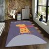 Cute Cartoon Horse Carpet with Red Scarf, Purple Background Decor. Suitable for use as an anti-slip for living room bedroom sofas
