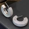 Европейские и американские серьги с плотным цирконом, повседневные и модные высококачественные серьги С-образной формы, изысканные легкие роскошные атмосферные серьги