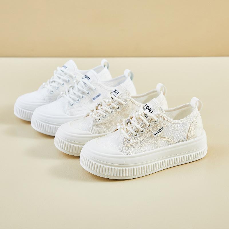 Новые летние белые туфли для студенток с толстой подошвой, усиленной сеткой, дышащие, повседневные, уличные