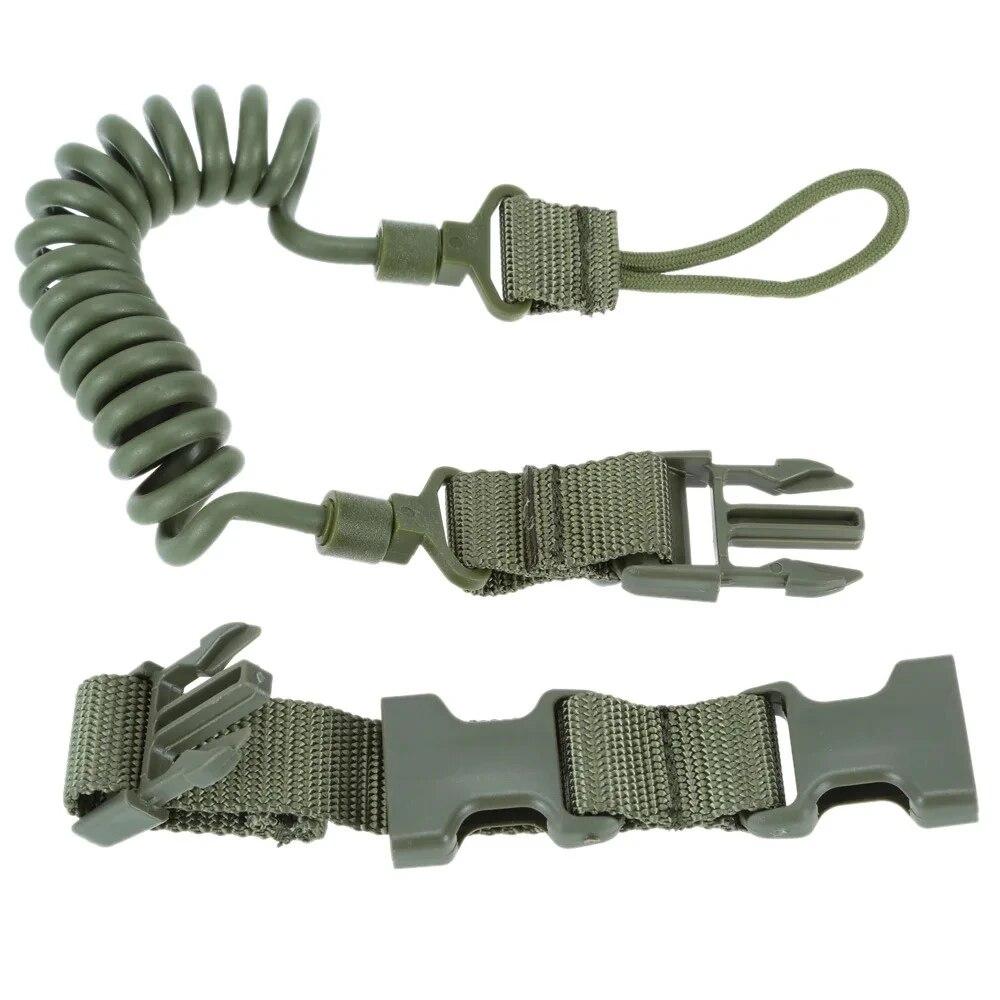 1PCS Tactical Anti-lost Elastic Lanyard Rope Spring Safety Strap Rope For Key Ring Chain Flashlight Hunting Accessories