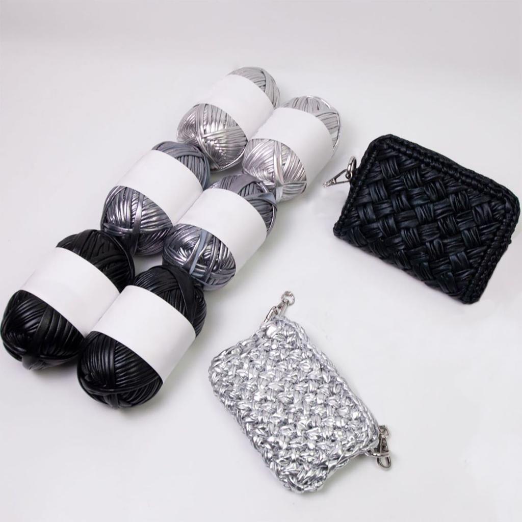 40Meter Metallic Tshirt Yarn Glossing Yarn Metallic Knitting Yarn Metallic Polyester Yarn for Handmade Bag Crocheting