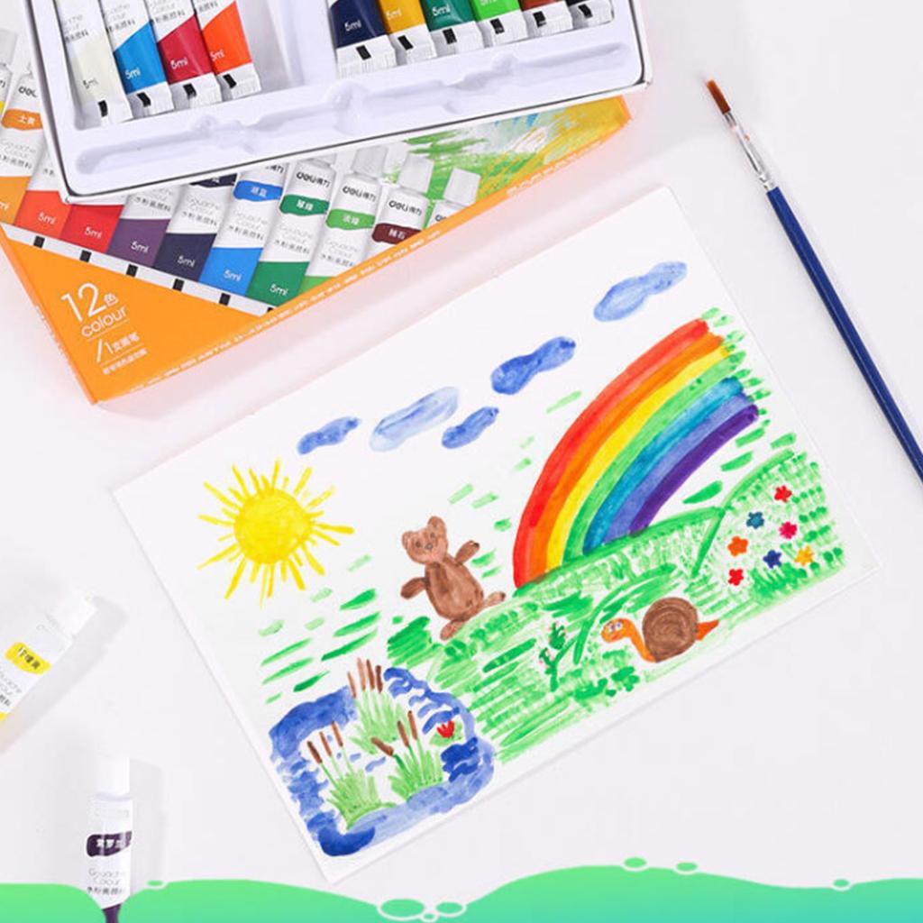 Набор из 12 тюбиков гуаши с кисточкой для начинающих художников, взрослых и детей, портативная гуашевая краска 5 мл/тюбик