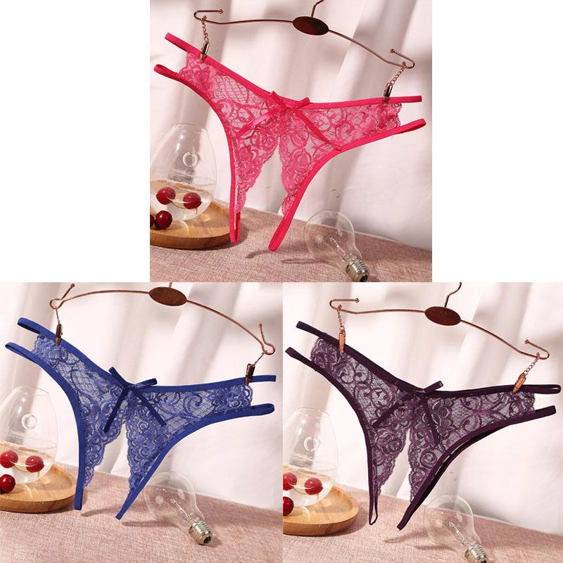 1/2/3pcs Women'S Panties - Low-Cut Sexy Lace Sheer Panties - Sheer Low-Waist Open V-Cut Panties Lingerie For Women Sexy