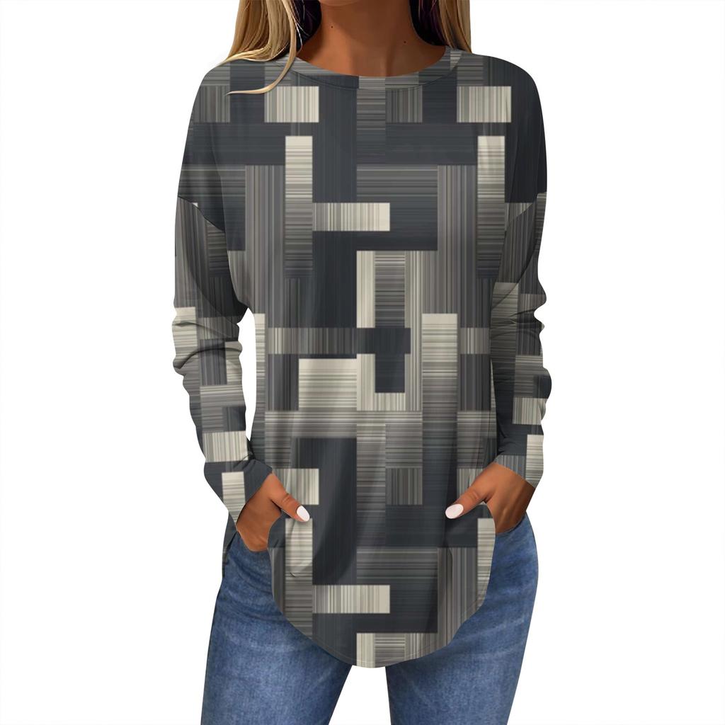 Ropa Mujer Tendencia 2024 Tops For Women Fashion Women'S Casual Long Sleeved Round Neck Printed Tops Ropa De Mujer Y2k