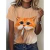 Футболка с милым котом с 3D-принтом для женщин, футболки с рисунком животных, летняя уличная одежда, свободные футболки с круглым вырезом и короткими рукавами