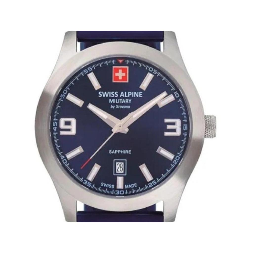 Swiss Alpine Military Combat Pro Каучуковый ремешок Синий циферблат Кварцевый 7056.1835 100М Мужские часы