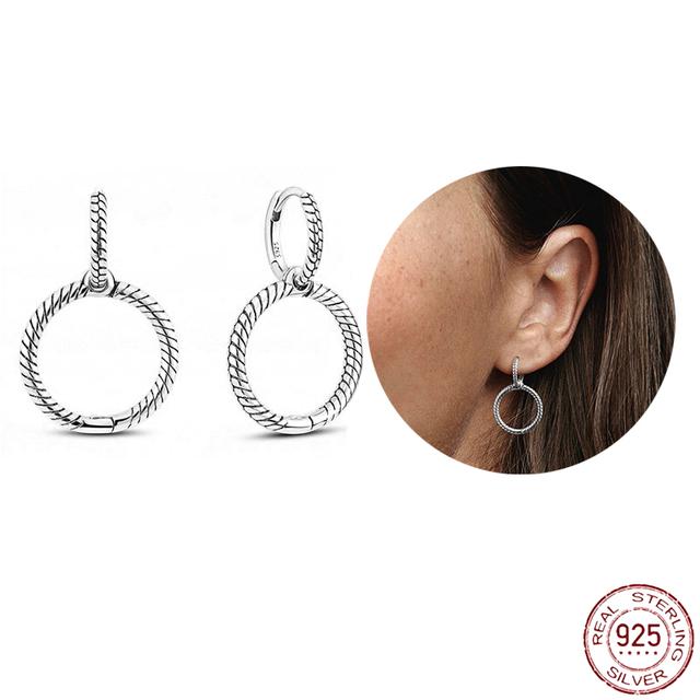 Серьги из стерлингового серебра 925 пробы, настоящее большое сердце, циркон, круглые серьги-кольца для женщин, модные серебряные серьги, ювелирные изделия, подарок