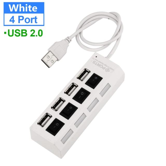Концентратор USB 2.0 Многопортовый USB-разветвитель Адаптер питания 4/7-портовый мультиудлинитель Быстрое зарядное устройство Зарядное устройство для сотового телефона