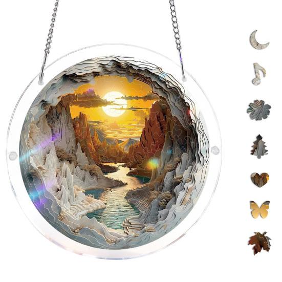 Acrylic Puzzles Sun Catcher Stained Glass Effect Window Hanging Decor Colorful