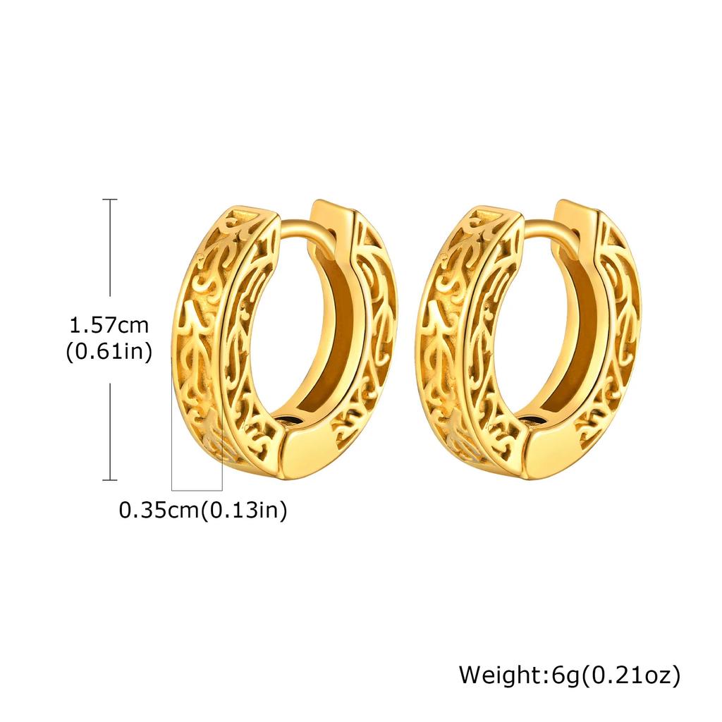 Totem Hoop Earrings for Men Teens,Black Anit Allergy Stainless Steel Huggies Earrings,Rock Punk Ear Jewelry