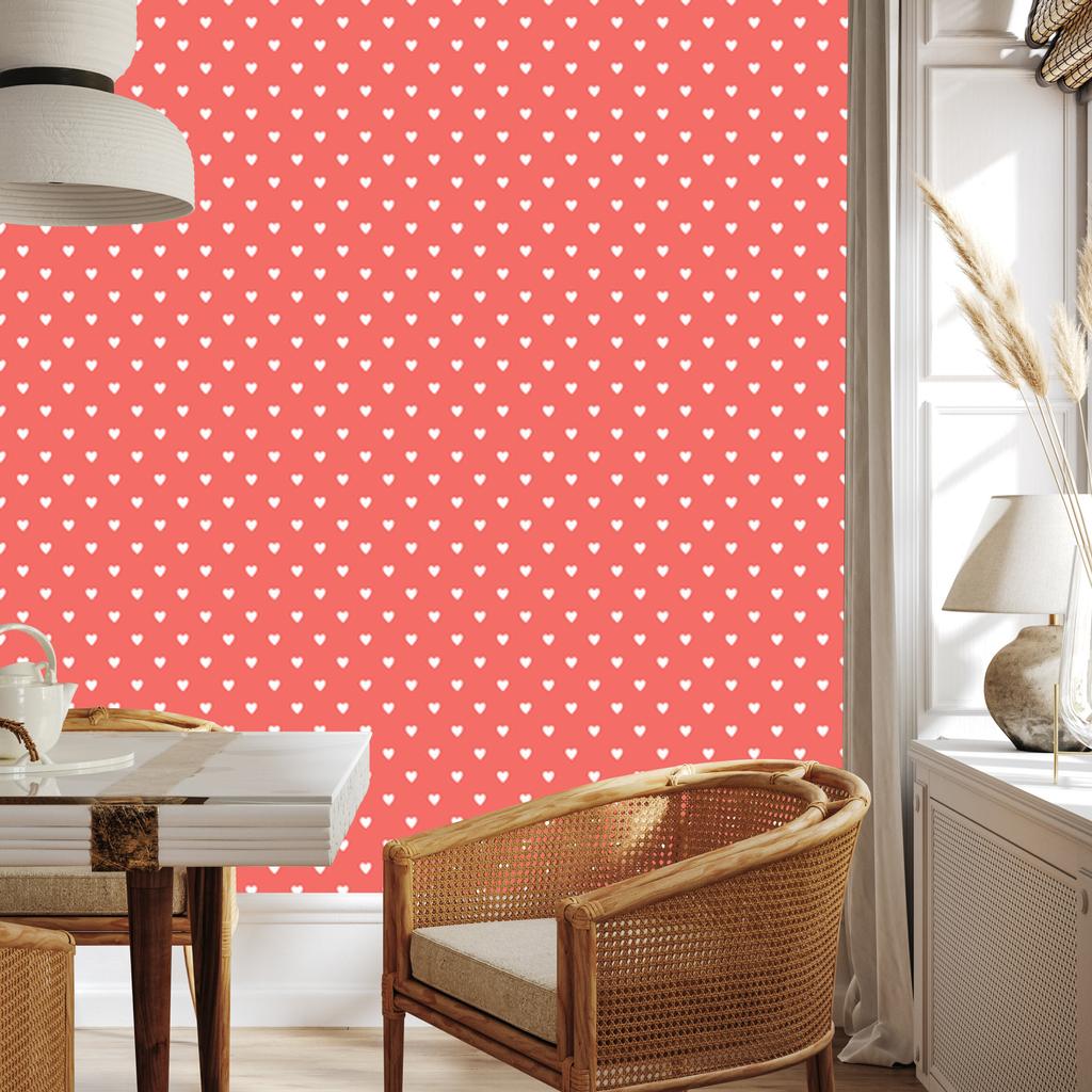 Hearts Coral Wallpaper 50x1000