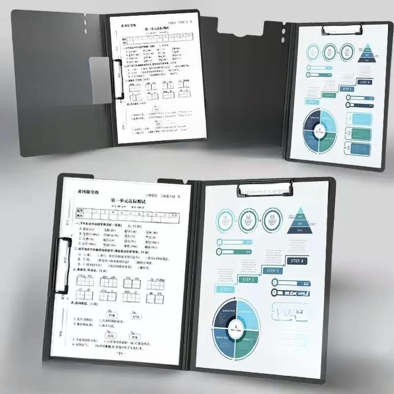 1pc A4 File Folders, Documents Organizer, Clipboard With Cover, Paper Folder For Business & School, Stationery & Office Supplies