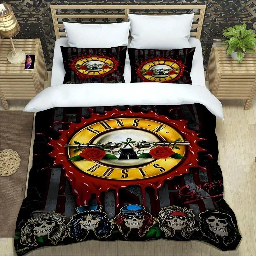 Rock Band Guns N' Roses  Comfortable Duvet Quilt Cover Pillowcase Bedding Set Children Bedroom Decoration Home Textile