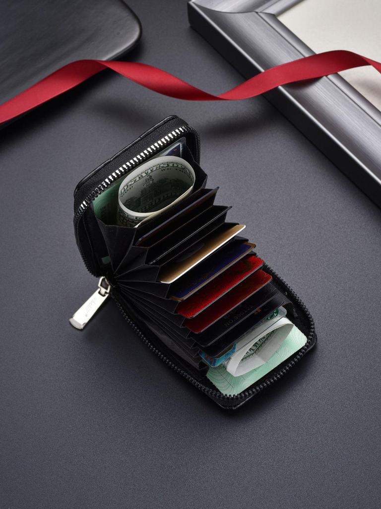 RFID Защита от кражи, Антимагнитный, Корейский стиль, Мужской и женский кошелек-аккордеон на молнии для кредитных карт и водительского удостоверения