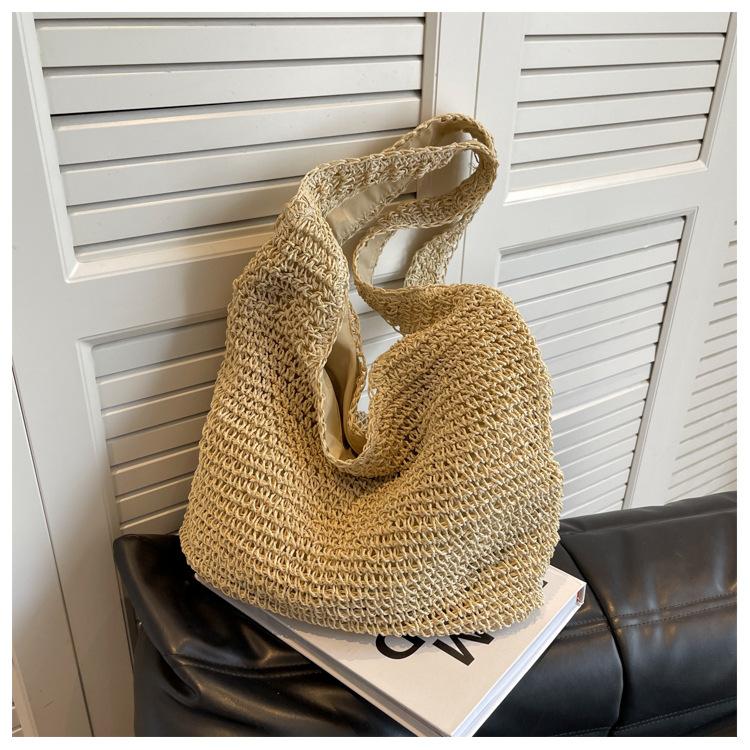Сумка ручная новая повседневная на плечо пляжная для отпуска большой вместимости для поездок на работу плетеная соломенная сумка-тоут для женщин