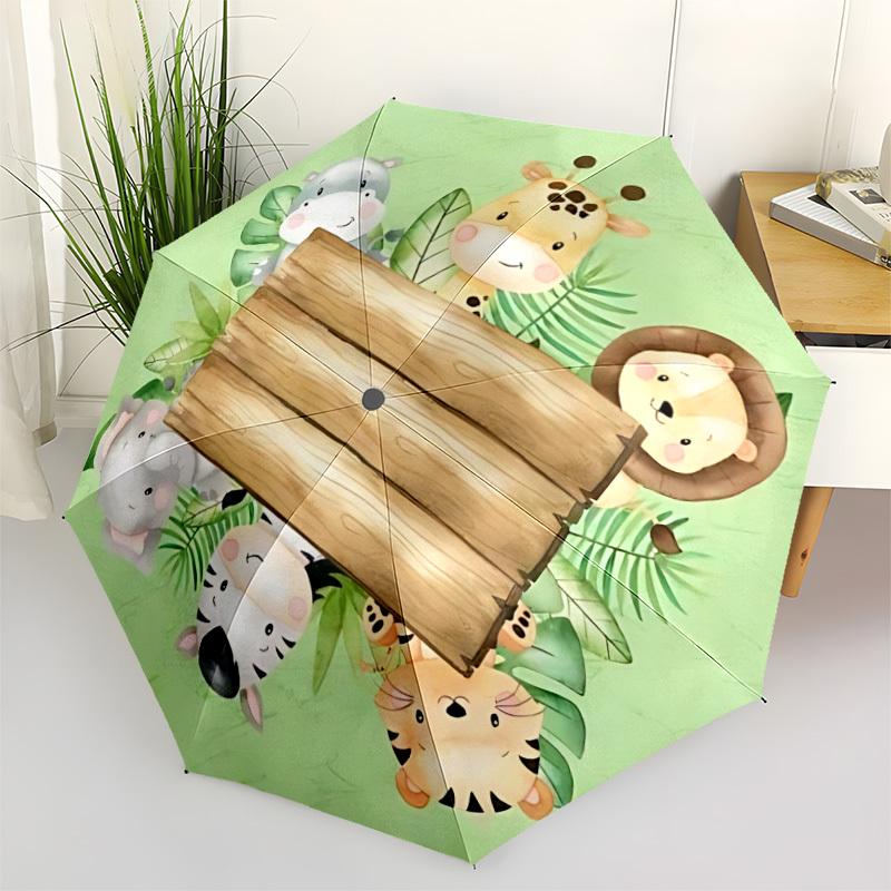 1pc Jungle Animals Folding Umbrella, Durable, Suitable for Outdoor Activities or Rain, Suitable for Commuting yy251027070