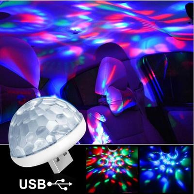 Автомобильный USB рассеянный свет DJ RGB мини красочный музыкальный звук праздничная вечеринка атмосфера светодиодный внутренний купольный светильник