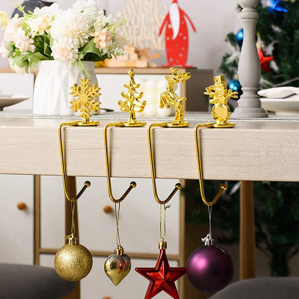 Christmas Sock Hanger Themed Atmospheres Xmas Fireplace Hook Reusable Personalized Stair Rack Plating Stocking Holder Clip