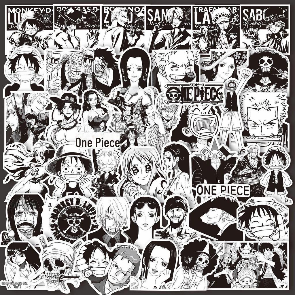 1000 черно-белых аниме-наклеек: Demon Slayer, One Piece и многое другое для украшения блокнота