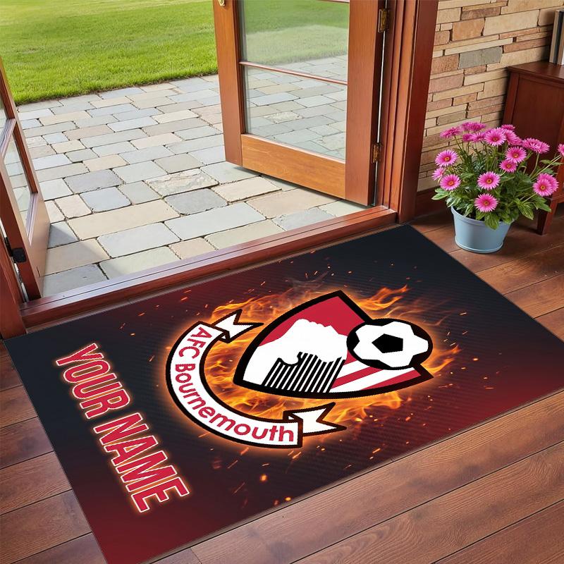 Crystal Velvet Rug Custom Name Text, Soft Non Slip Floor Mat Home DecorBournemouth Football
