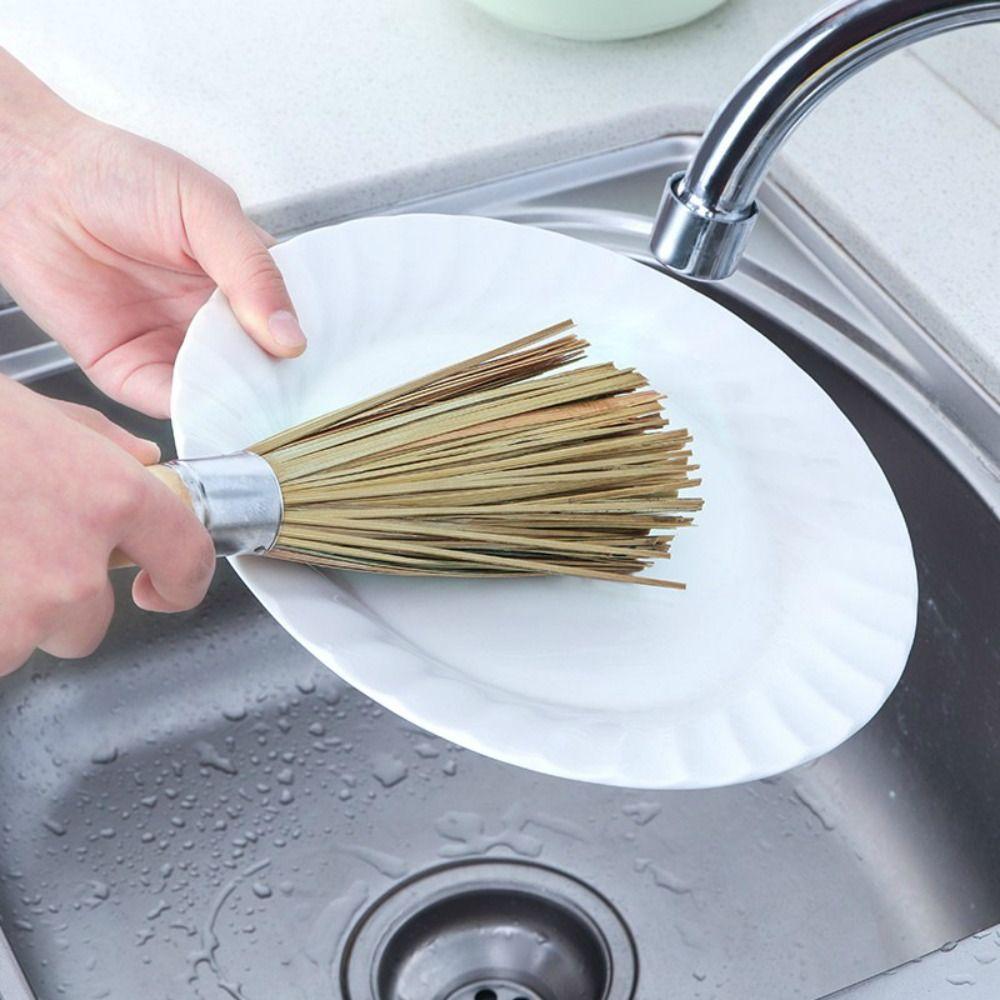 Traditional Bamboo Wooden Handle Durable Wok Brush Pot Pan Cleaner Cleaning Tool Dish Scrubber